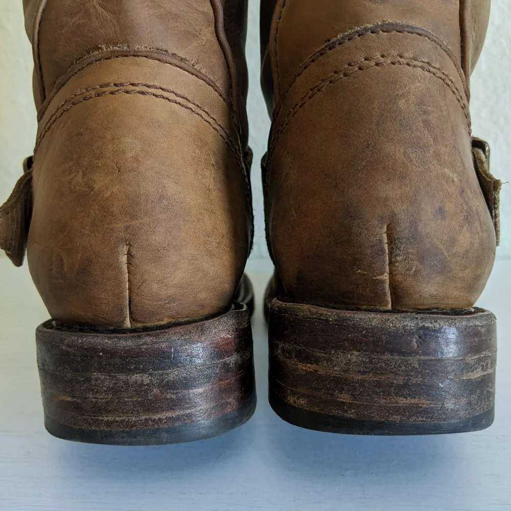 Freebird by Steven Crosby Slouch Leather Buckle Boots 6 - Picture 9 of 16